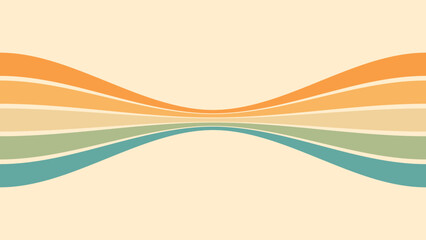Abstract background of rainbow groovy Wavy Line design in 1970s Hippie Retro style. Vector pattern ready to use for cloth, textile, wrap and other.
