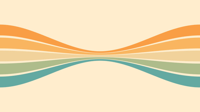Abstract background of rainbow groovy Wavy Line design in 1970s Hippie Retro style. Vector pattern ready to use for cloth, textile, wrap and other.