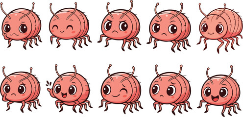 Fototapeta premium vector illustration of flea cute cartoon mascot character cartoon with 10 poses 