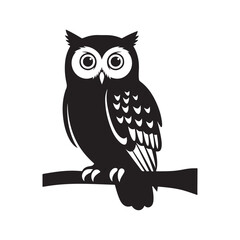 Naklejka premium Minimalist Owl Silhouette Icon, a Graphic Bird Symbol for Modern Branding