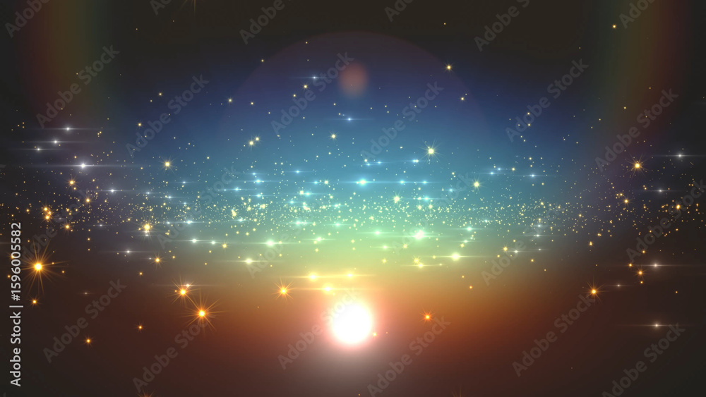 Sticker abstract space background made of glowing particles