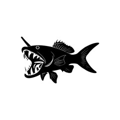 Anglerfish sea animal black and white clipart