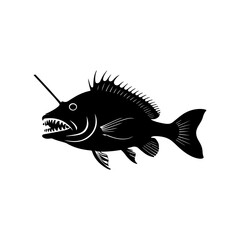 Anglerfish sea animal black and white clipart