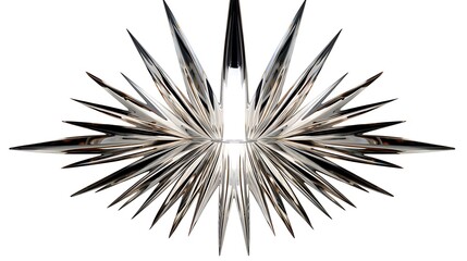 Metallic silver polish blast forming radial spikes outward from bottle center, crisp edges and liquid reflections isolated on white, clipping path applied, full frame .