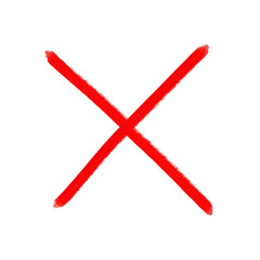 Red X mark symbol on white background
