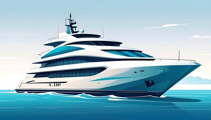 Fototapeta premium Futuristic Sea Vessel, Vector Art