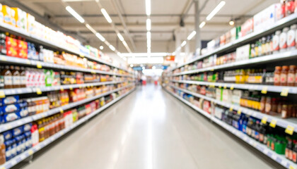 grocery supermarket aisle background for retail concept