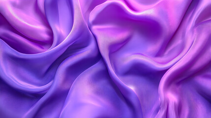 Obraz premium Close-up of purple and lavender silk fabric with folds and wrinkles.