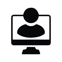 Online Meeting Icon. Illustration of a Computer Screen Showing a Person's Profile. Online Meeting Symbol.