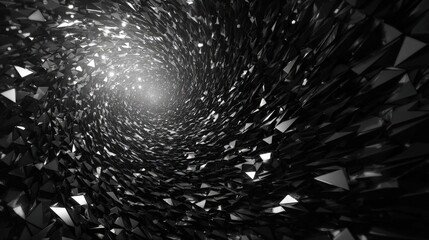Abstract Black Triangle Tunnel With Light
