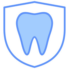 Protected Teeth Outline Blue Color Icon