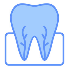 Nerve Teeth Outline Blue Color Icon