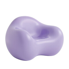 Whimsical lavender seating with organically flowing form, futuristic furniture element