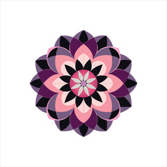Pink lotus flower vector illustration: an abstract floral design pattern with colorful petals and leaves, perfect for spring and summer decorations