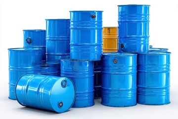 Stacked blue and yellow metal drums