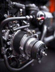Close-up of a custom motorcycle engine