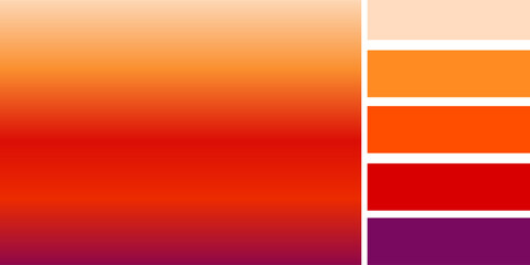 Fototapeta premium Orange red gradient background with color palettes, vector design