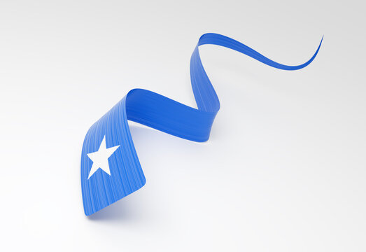 3d Flag Of Somalia 3d Wavy Shiny Somalia Ribbon Flag On White Background 3d Illustration