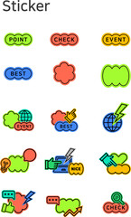 형광 스티커 일러스트 이미지 
