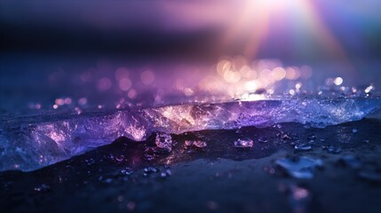 Purple And Blue Sparkling Water Waves At Night