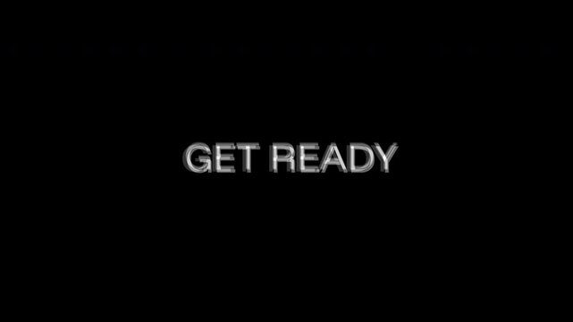 Get ready text with dynamic shake effect, perfect for attention-grabbing motion graphics, intro animation, or energetic announcement scenes.