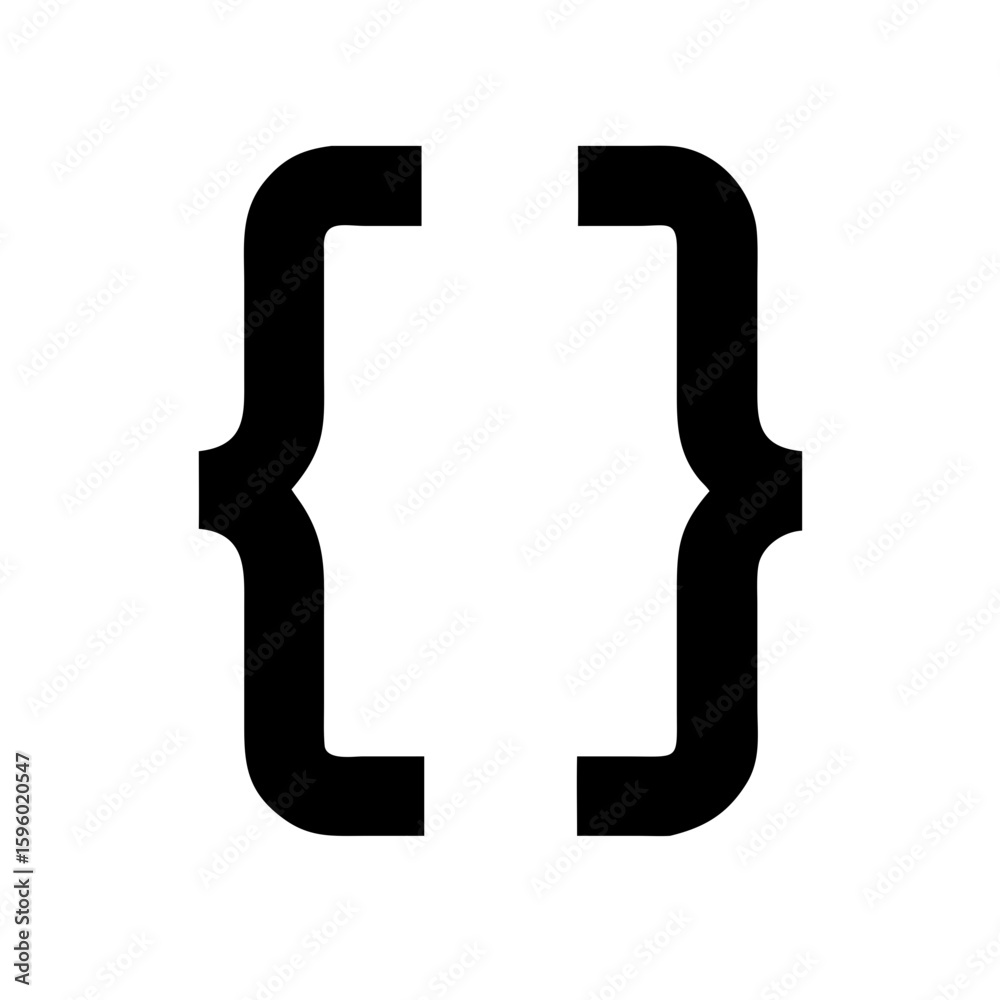 Fototapete bold outline icon of curly braces, ideal for websites or blogs related to coding, programming, or de