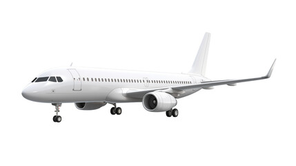 Fototapeta premium Passenger airplane on the ground ready for boarding and takeoff on a clear day, side view isolated on white or transparent png