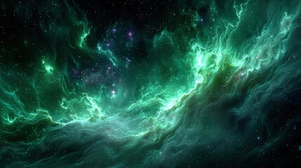 Fototapeta premium Vast Green Nebula In Deep Space