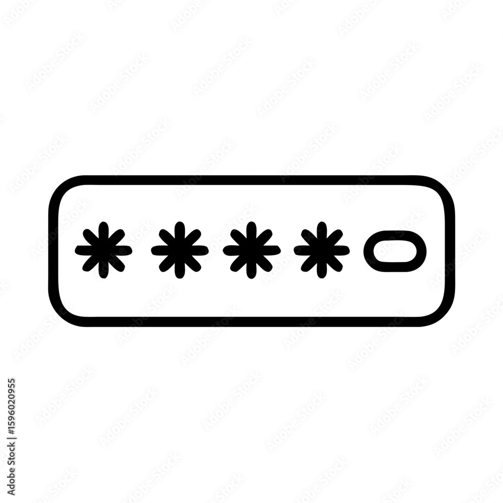 Aufkleber clear outline icon of a password input field with asterisks and a toggle button is perfect for websi