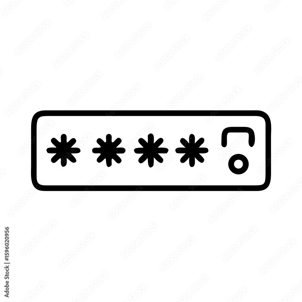 Aufkleber clear outline icon of a password input field with asterisks and a toggle button is perfect for websi