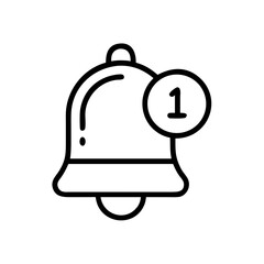 A sleek line art bell icon with a "1" notification badge, ideal for websites or blogs to indicate new messages, unread alerts, or pending updates.

