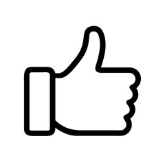  simple outline icon of a hand with a thumbs up gesture, ideal for websites or blogs indicating likes, approval, or positive feedback. The style is line art.