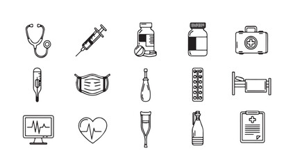 Medical Tools and Equipment Illustrations in a Clean, Minimalist Style