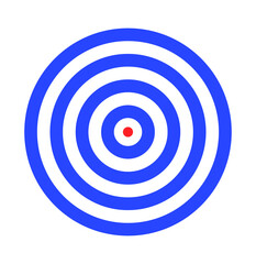 Red and blue bullseye target isolated on a transparent background. Hitting Target Icon Flat Graphic Design