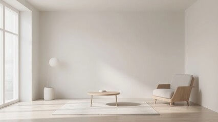 Minimalist Living Room with Natural Light and Simple Furniture