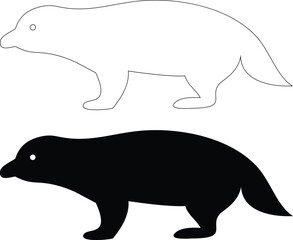 Black and White Badger Silhouette Art