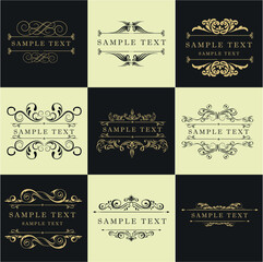 Golden and black floral Decorative elements