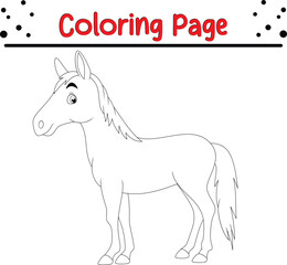 Horse Coloring Pages for Kids. Farm Animal drawing for children