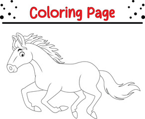 Horse Coloring Pages for Kids. Farm Animal drawing for children