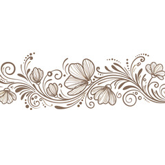 Horizontal floral chapter divider design in brown color for elegant decoration concept
