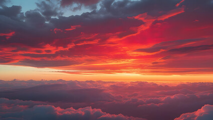 Fototapeta premium Sunset over clouds isolated on transparent background 