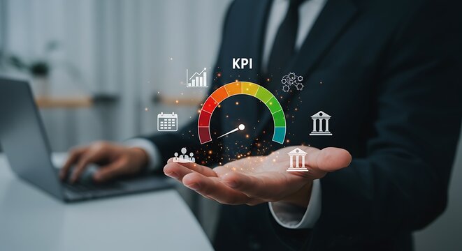 Business performance indicator gauge image