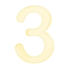 Fototapeta premium Number three in butter yellow