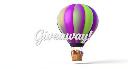 Obraz premium Hot Air Balloon Giveaway Colorful Design 3D Render Festive Illustration