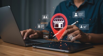 Business location marketing digital interface image