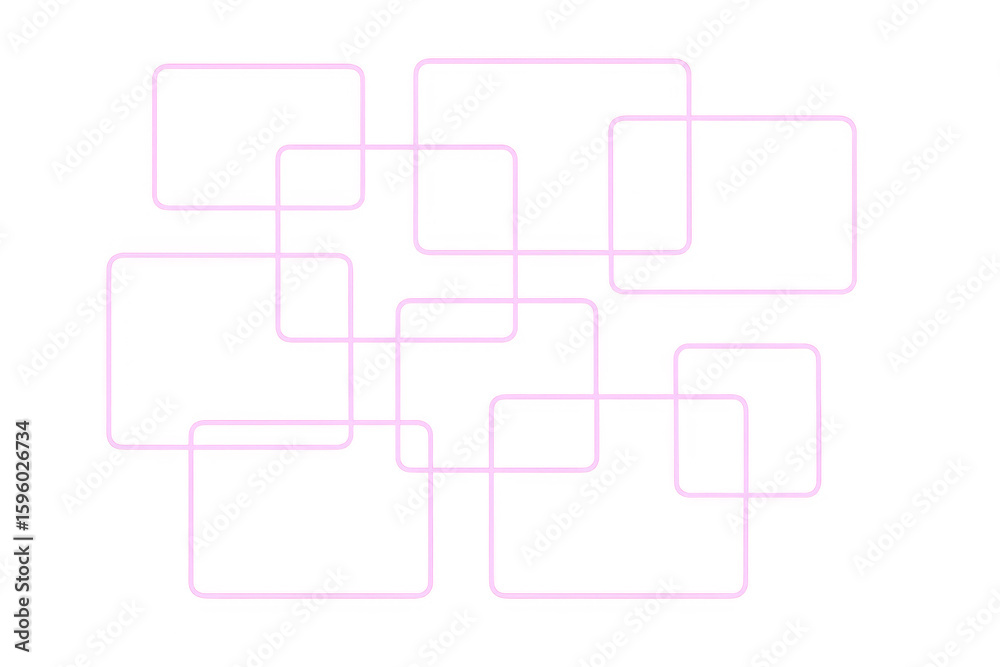 Aufkleber Interlocking pink squares creating geometric network pattern, transparent backdrop, perfect for digital design compositions