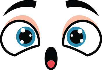 Surprised cartoon eyes and open mouth expression