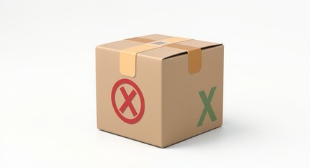 Obraz premium Sealed Cardboard Box with X Marks Packaging Concept Delivery