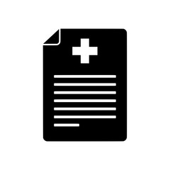 Obraz premium A black vector icon of a medical document, representing patient health records or clinical reports.