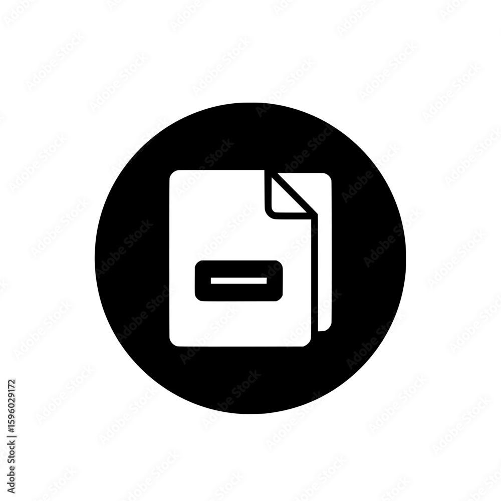Poster a vector icon of a document with a minus symbol, representing the action to remove or delete a file 
